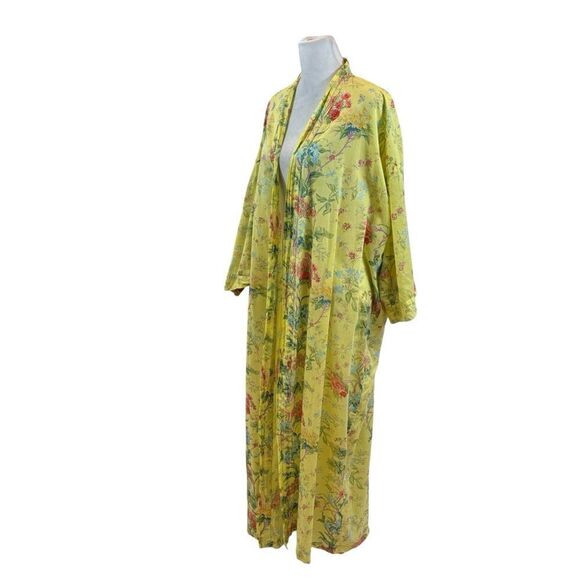 Handprint Brand Yellow Floral Print Open Front‎ Kimono One Size - Picture 2 of 8